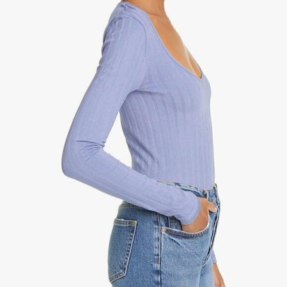 Free People Intimately Lucky You Scoop Neck Strped Top Layering Top,Blue XS/S - Picture 7 of 15